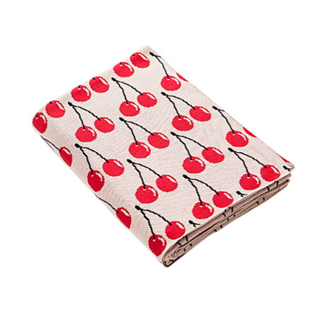 Manta Benetton Rojo Beige Cerezas 140 x 190 cm Acrílico