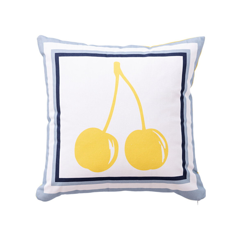 Cojín Benetton Amarillo Blanco Cerezas 40 x 40 cm Cuadrado