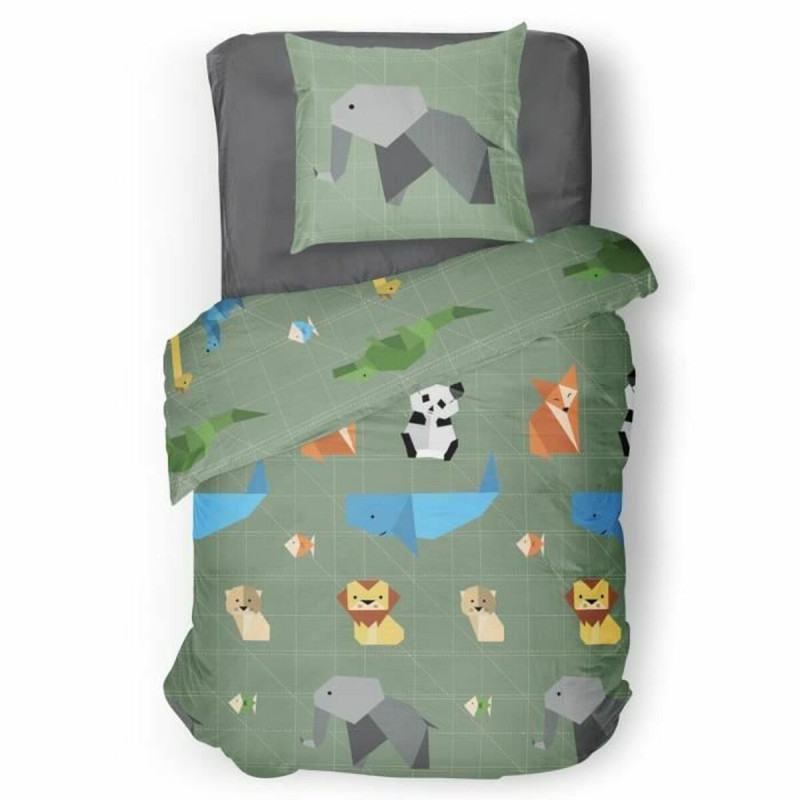 Juego de funda nórdica Roupillon Animals 140 x 200 cm Verde Caqui 2 P
