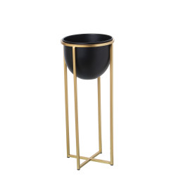 Macetero Alexandra House Living Negro Dorado Metal 21 x 21 x 50 cm Con