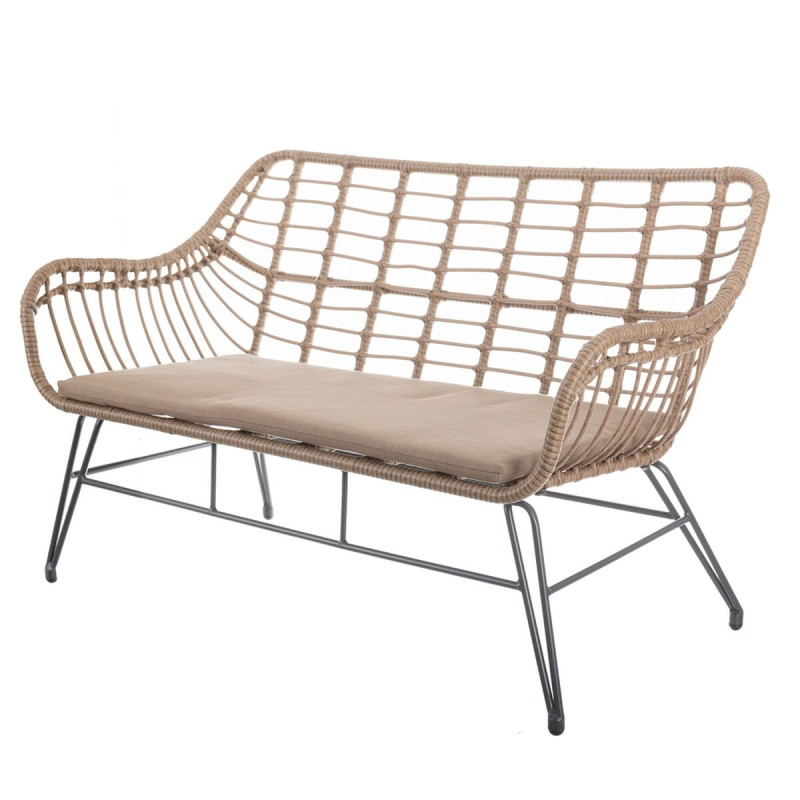 Sillón de jardín Ariki 121 x 62 x 76 cm ratán sintético Acero Graf