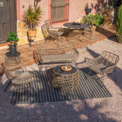 Sillón de jardín Ariki 121 x 62 x 76 cm ratán sintético Acero Graf