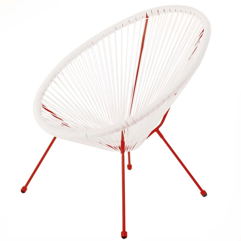 Sillón de jardín Acapulco 73 x 80 x 85 cm Rojo Blanco Ratán Sillón de jardín Acapulco 73 x 80 x 85 cm Rojo Blanco Ratán