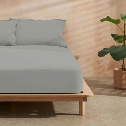 Sábana Bajera Ajustable Decolores Liso Acero Cama de 200 Liso