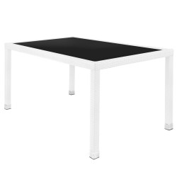 Mesa de Comedor Marlene Aluminio Cristal Ratán Cristal Templado 160 x