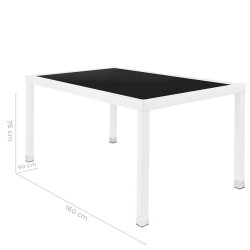 Mesa de Comedor Marlene Aluminio Cristal Ratán Cristal Templado 160 x