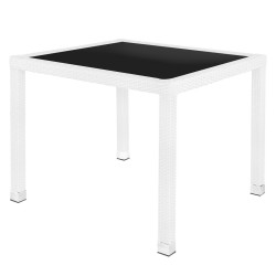 Mesa de Comedor Marlene Aluminio Cristal Ratán Cristal Templado 90 x