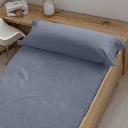 Sábana Bajera Ajustable Decolores Liso Azul Cama de 140