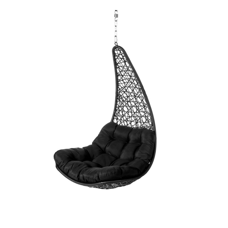 Sillón de jardín colgante Dido Negro Ratán 82 x 84 x 132 cm Sillón de jardín colgante Dido Negro Ratán 82 x 84 x 132 cm