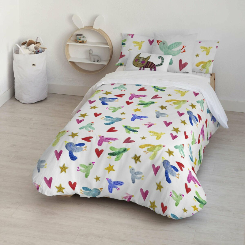 Funda Nórdica Decolores Ocells Multicolor 175 Hilos 200 x 200 cm Cuel