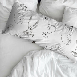 Funda de almohada Looney Tunes Blanco Negro Multicolor 175 Hilos 45 x