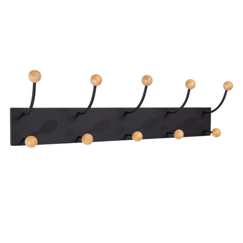 Perchero de Pared Romimex Negro Metal Madera de pino 66 x 19 x 13 cm Perchero de Pared Romimex Negro Metal Madera de pino 66 x 19 x 13 cm