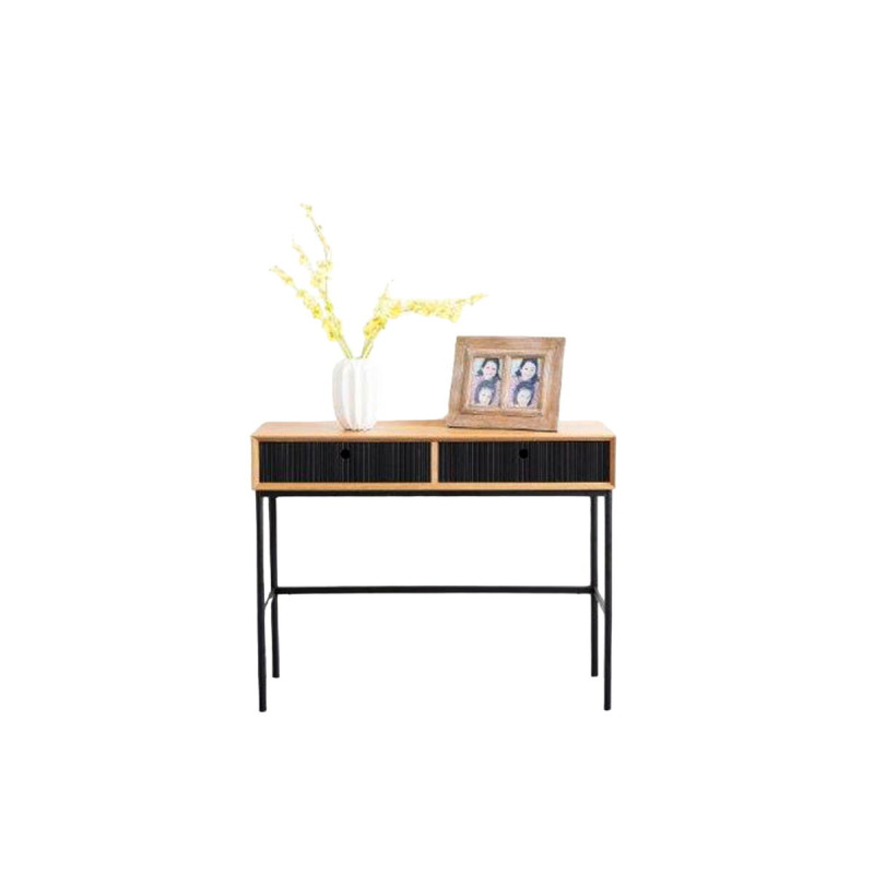 Consola Romimex Negro Natural Metal Madera MDF 107 x 47 x 28 cm Consola Romimex Negro Natural Metal Madera MDF 107 x 47 x 28 cm