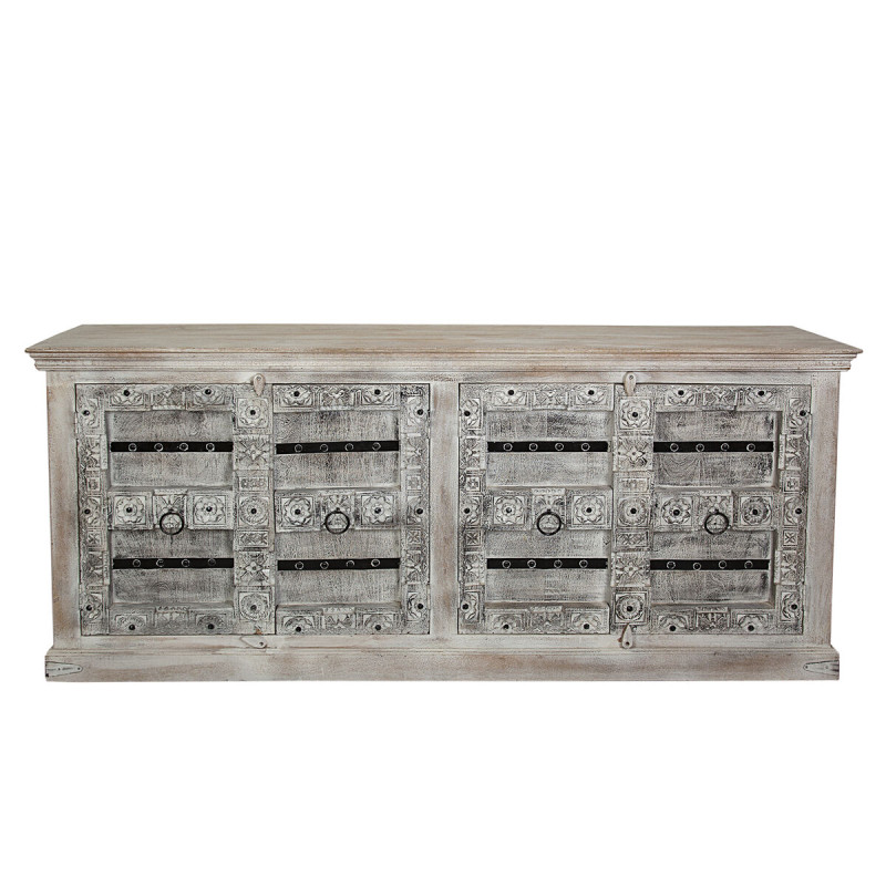 Aparador Romimex Blanco Madera de mango 222 x 96 x 50 cm Aparador Romimex Blanco Madera de mango 222 x 96 x 50 cm