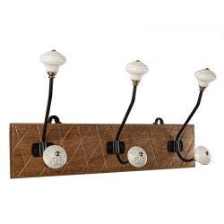 Perchero de Pared Romimex Natural Madera Metal Cerámica 41 x 21 x 13