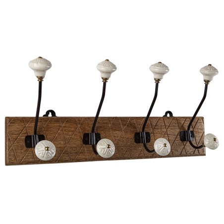 Perchero de Pared Romimex Natural Madera Metal Cerámica 48 x 21 x 13