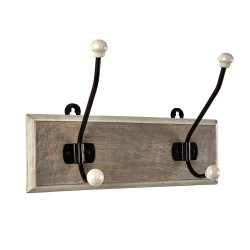 Perchero de Pared Romimex Natural Madera Metal Cerámica 28 x 17 x 10