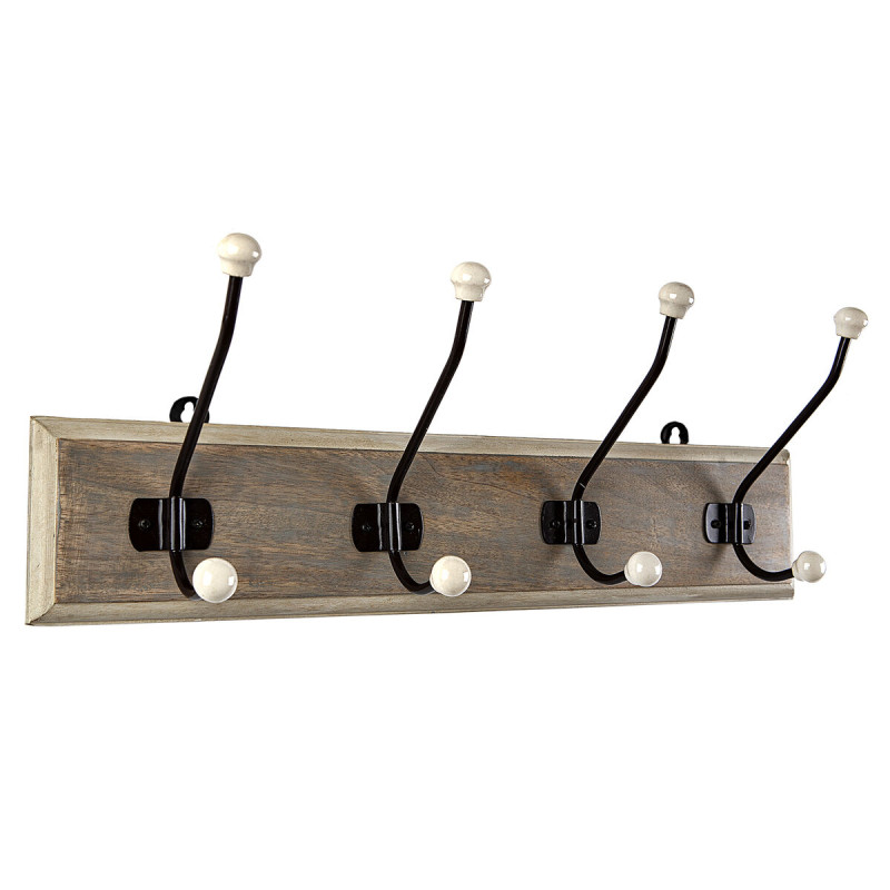 Perchero de Pared Romimex Natural Madera Metal Cerámica 48 x 17 x 10 Perchero de Pared Romimex Natural Madera Metal Cerámica 48 x 17 x 10