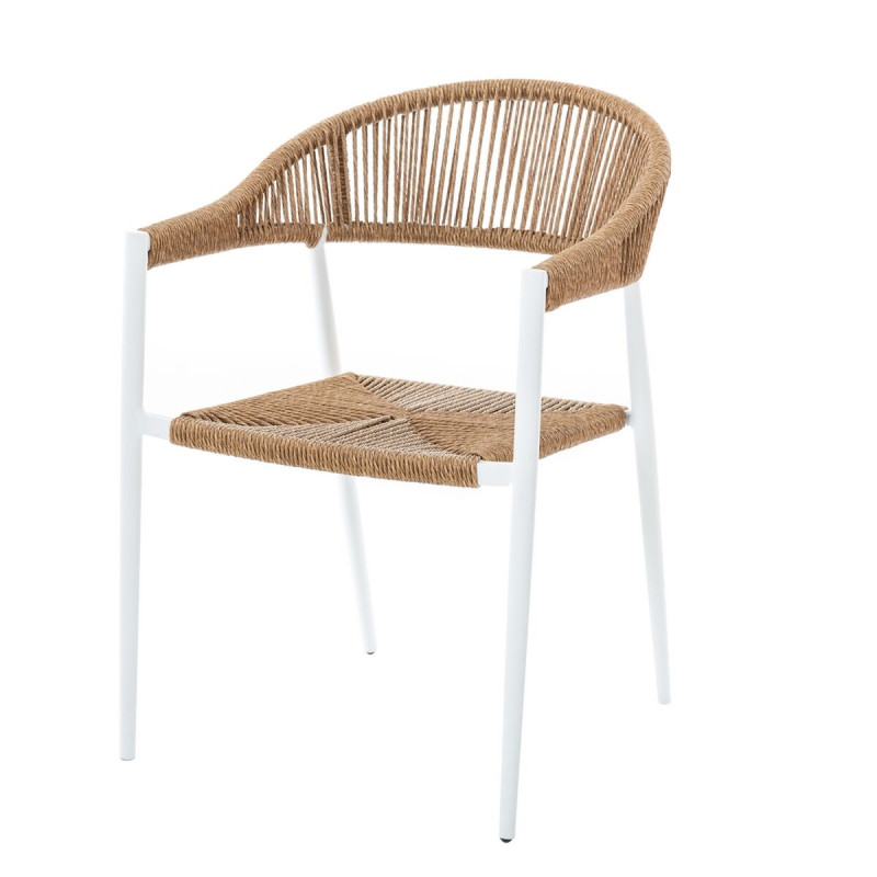 Silla de Jardín Neska Blanco Aluminio ratán sintético 56 x 59,5 x 8 Silla de Jardín Neska Blanco Aluminio ratán sintético 56 x 59,5 x 8