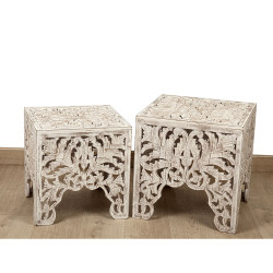 Set de mesas Romimex Blanco Madera 2 Piezas