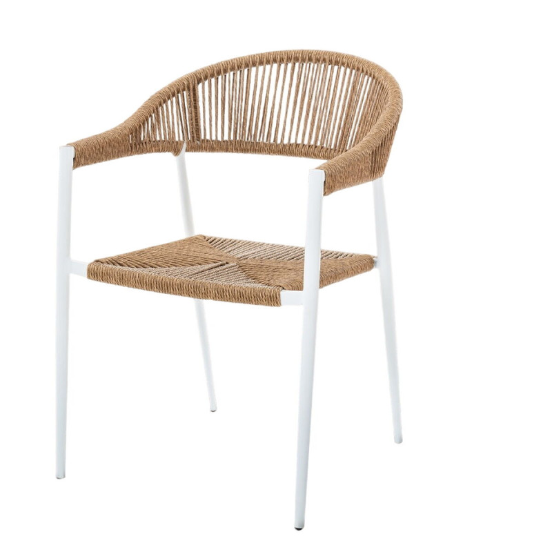 Silla de Jardín Neska ii Blanco Sintético Aluminio 56 x 59,5 x 81 cm Silla de Jardín Neska ii Blanco Sintético Aluminio 56 x 59,5 x 81 cm