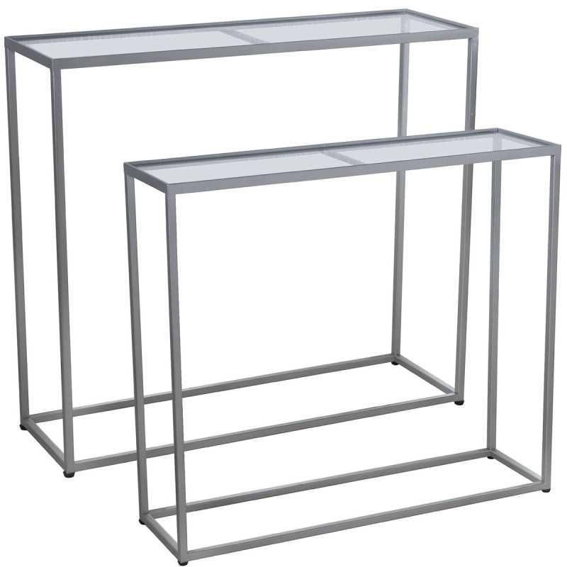 Set de mesas Alexandra House Living Transparente Plateado Metal 2 Piez Set de mesas Alexandra House Living Transparente Plateado Metal 2 Piez