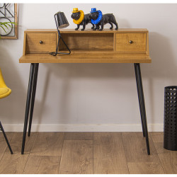 Mesa de Escritorio con Cajones Alexandra House Living Natural Metal 10