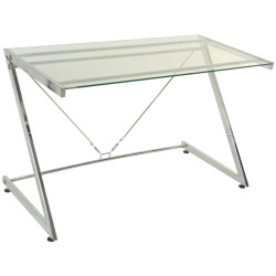 Mesa de Escritorio Alexandra House Living Blanco Transparente Cristal