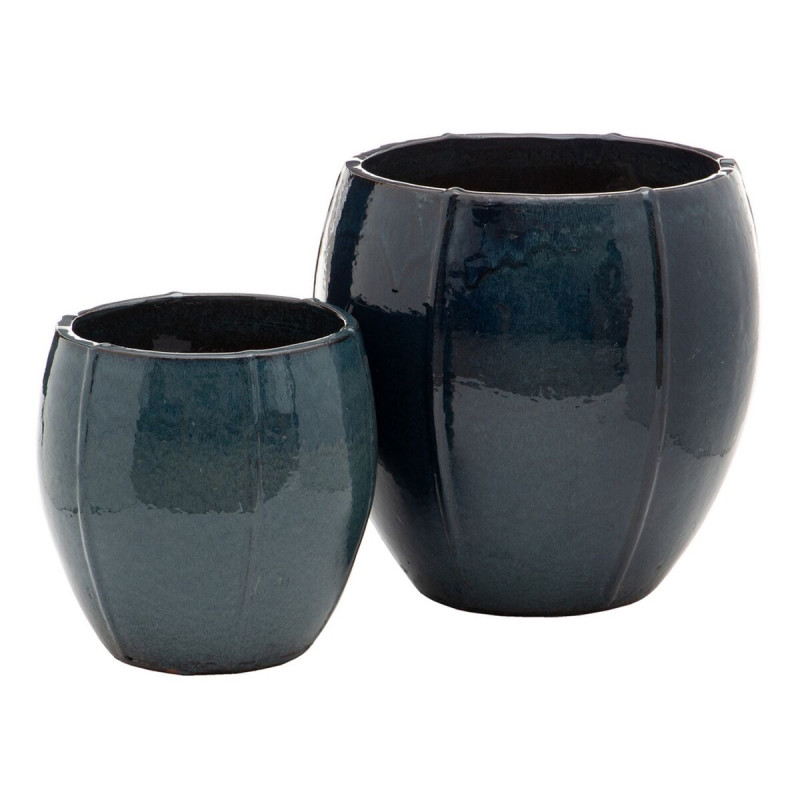 Set de Maceteros Cerámica Azul 55 x 55 x 55 cm (2 Unidades) Set de Maceteros Cerámica Azul 55 x 55 x 55 cm (2 Unidades)