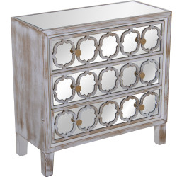 Cómoda Alexandra House Living Transparente Dorado Madera Espejo 80 x