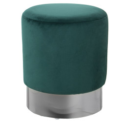 Puff Alexandra House Living Verde Plata Terciopelo Madera 10 x 42 x 35