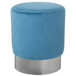Puff Alexandra House Living Azul Plateado Terciopelo Madera 10 x 42 x