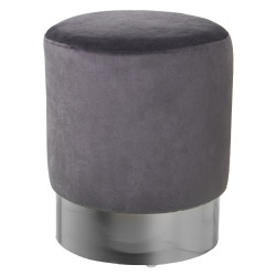 Puff Alexandra House Living Gris Plateado Terciopelo Madera 10 x 42 x