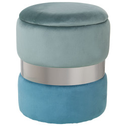 Puff Alexandra House Living Azul Plateado Terciopelo Madera 7 x 43 x 3