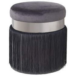 Puff Alexandra House Living Negro Gris Terciopelo Madera 7 x 44 x 40 c