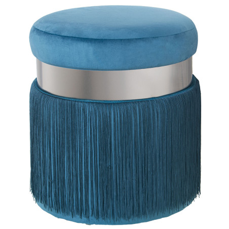 Puff Alexandra House Living Azul Gris Terciopelo Madera 7 x 44 x 40 cm