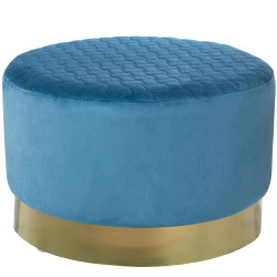 Puff Alexandra House Living Azul Dorado Terciopelo Madera 8 x 35 x 55