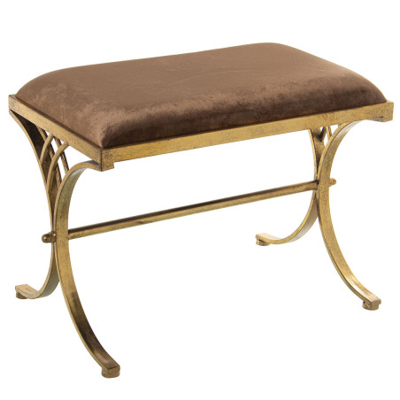 Banqueta Alexandra House Living Marrón Dorado Terciopelo Metal 60 x 4