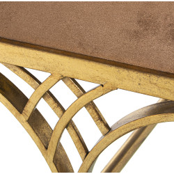Banqueta Alexandra House Living Marrón Dorado Terciopelo Metal 60 x 4
