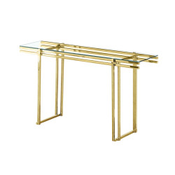 Consola Romimex Dorado Acero Inoxidable Vidrio templado 140 x 78 x 40