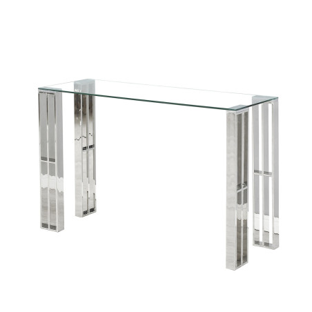 Consola Romimex Plateado Acero Inoxidable Vidrio templado 120 x 78 x 4