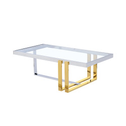 Mesa de Centro Romimex Dorado Plateado Acero Inoxidable Vidrio templad