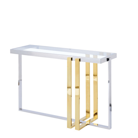 Consola Romimex Dorado Plateado Acero Inoxidable Vidrio templado 120 x