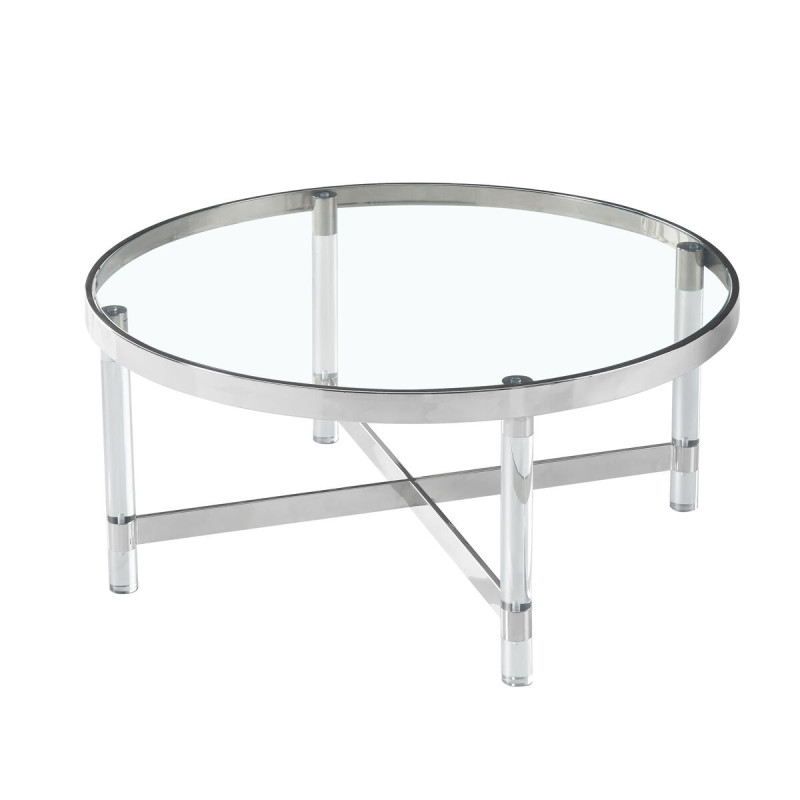 Mesa de Centro Romimex Plateado Vidrio Acero Inoxidable 90 x 40 x 90 c Mesa de Centro Romimex Plateado Vidrio Acero Inoxidable 90 x 40 x 90 c
