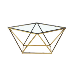 Mesa de Centro Romimex Dorado Acero Inoxidable Vidrio templado 80 x 45