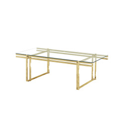 Mesa de Centro Romimex Dorado Acero Inoxidable Vidrio templado 140 x 4