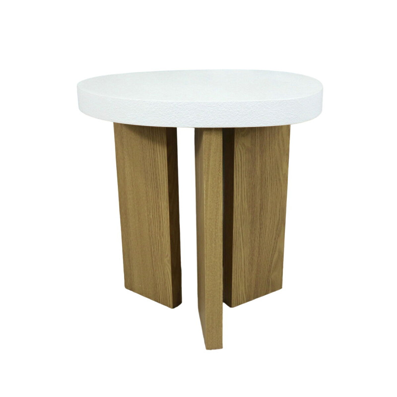 Mesa auxiliar Romimex Blanco Natural Madera MDF 46 x 48 x 36 cm Mesa auxiliar Romimex Blanco Natural Madera MDF 46 x 48 x 36 cm