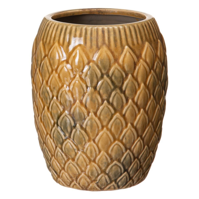 Macetero 18,5 x 18,5 x 23 cm Cerámica Mostaza Macetero 18,5 x 18,5 x 23 cm Cerámica Mostaza