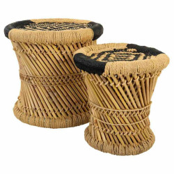 Juego de taburetes Alexandra House Living Negro Natural Bambú Cuerda
