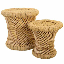Juego de taburetes Alexandra House Living Natural Bambú Cuerda 38 x 3